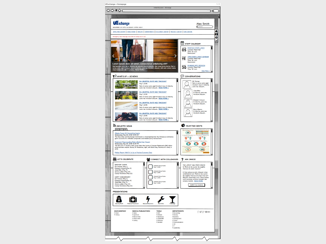 Gloria's Design - Wireframes - Balsamiq - Homepage